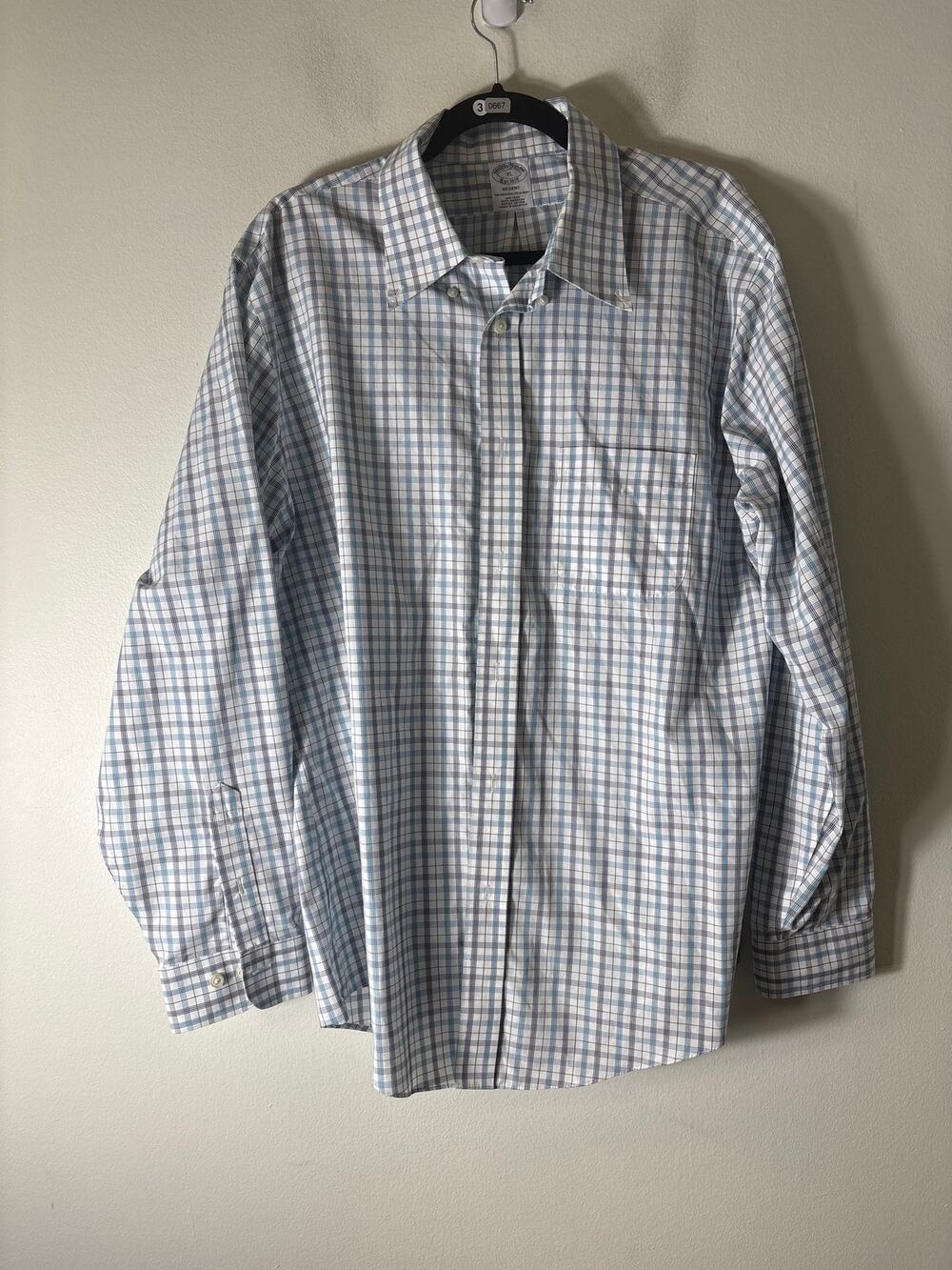 Brooks Brothers Teal and Black Plaid Long Sleeve Button Down Shirt Sz XL
